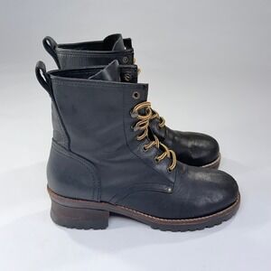 Vintage MIA Combat Logger Boot Women 10M Black Leather Y2K Grunge Goth Punk Moto